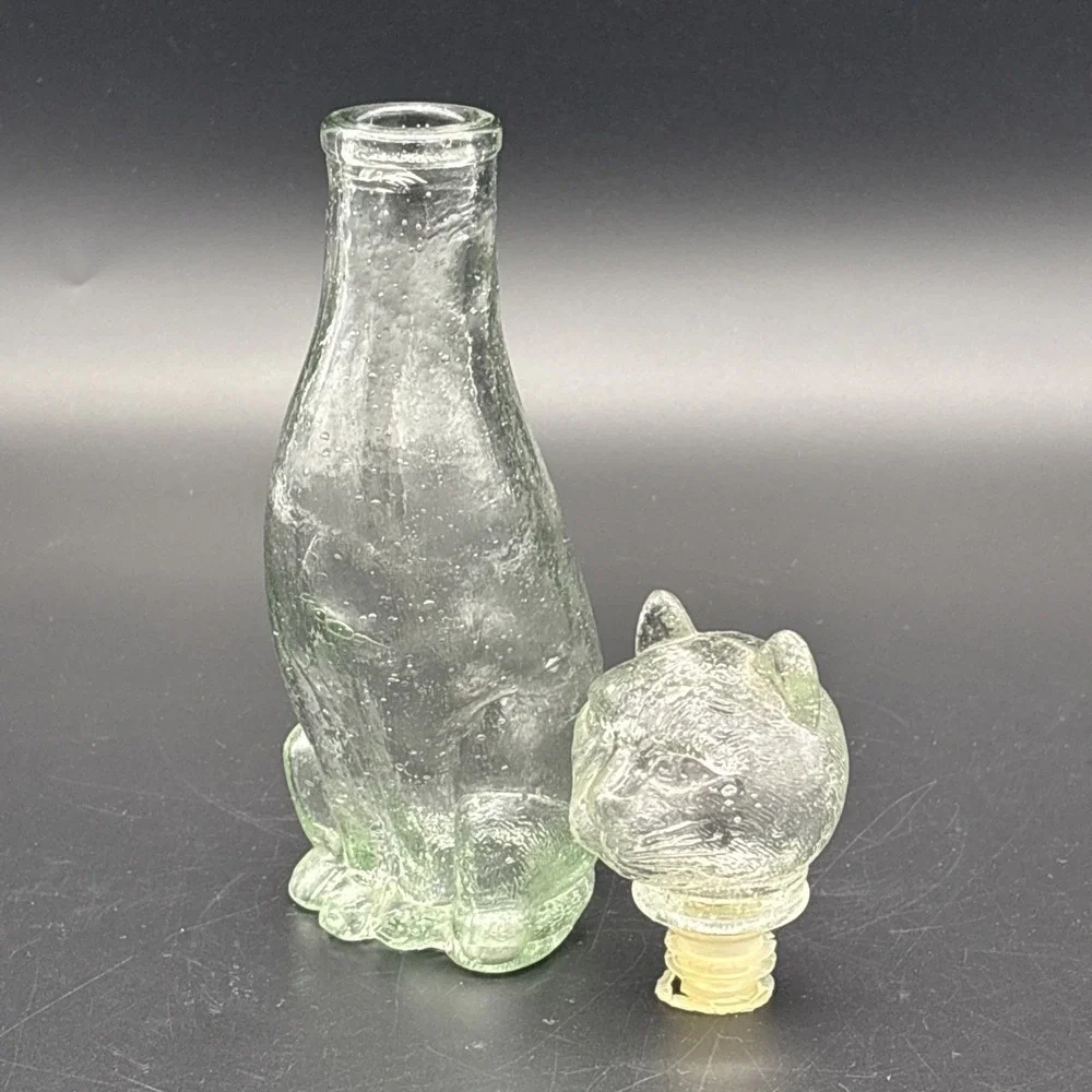 Vintage 1960s Italian Glass Cat Decanter - Vetreria Etrusca MCM